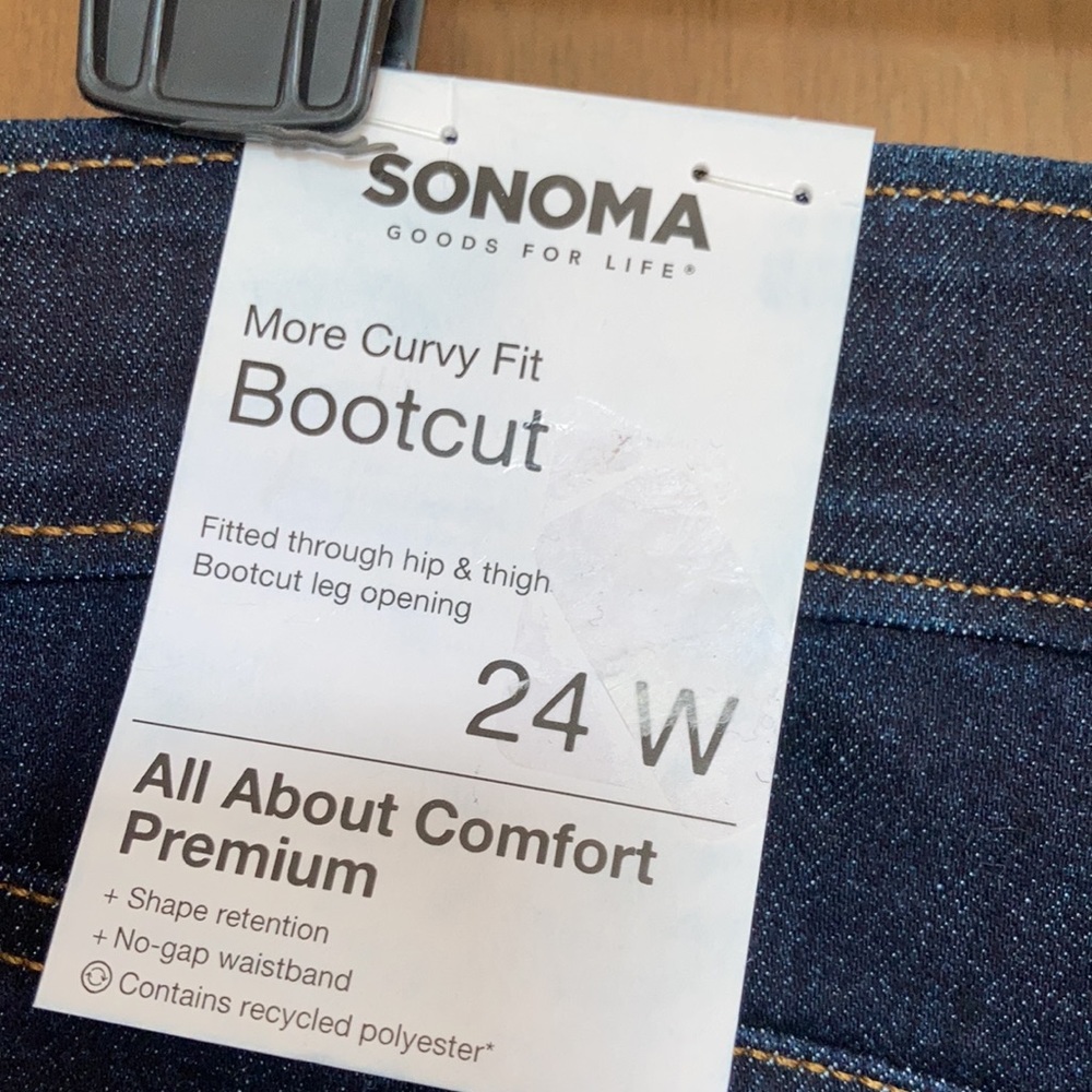 Sonoma more curvy fit bootcut jean no gap waistband shape retention 24W - Picture 4 of 14